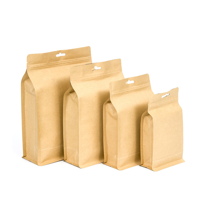 Platte bodem kraftpapier opstaan ​​tas